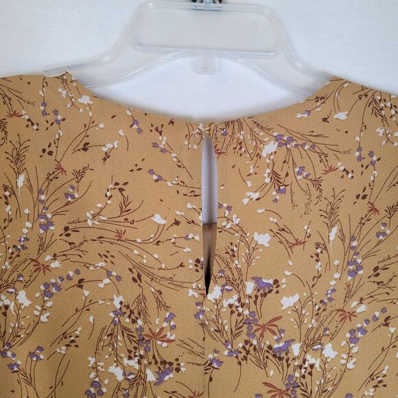 Code Mode Womens Tiered Floral Midi Dress Size Medium Brown Prairie Trad Wife - Picture 4 of 10